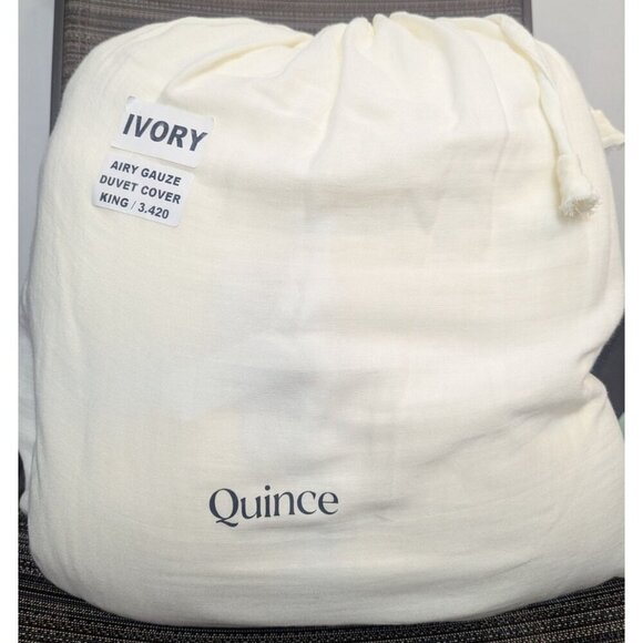 Quince 100% Organic Cotton Airy Gauze Duvet Cover 1PC Ivory King/Cal -NEW- - Picture 2 of 6